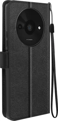 Obrázok produktu pre Mayaxess, Redmi A3 Peňaženkové puzdro s funkciou stojana a remienkom na ruku, čierne