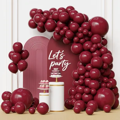 105er Ballonbogen-Set bordeauxrot, 45/38/30/35 cm, Helium, Hochzeit, Geburtstag
