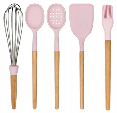 Produktbild von Ernesto Silikon Küchenutensilien-Set mit Bambusgriff (5-teilig)