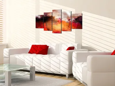 Produktbild von Akustikbild Abstrakt 200x100 cm 5-teilige Bilder Akustikschaum Hochleistungsschallabsorber Schallschutz Leinwand 5 tlg Wandbild Raumakustik Schalldämmung 020101-139