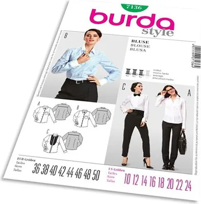 Produktbild von 7136 Hemdbluse, Plastron mit Fältchen, Burda