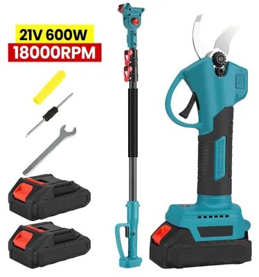 Obrázok produktu pre Bezdrôtová elektrická reťazová píla a nožnice na konáre – 2 v 1 záhradné zariadenie – motor bez kefiek – teleskopická tyč – 3 rýchlosti – akumulátorová píla na strihanie stromov – fliačok