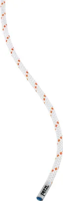 Weiße Petzl Pur Line Reepschnur mit orangefarbenem Muster und blauem Ende