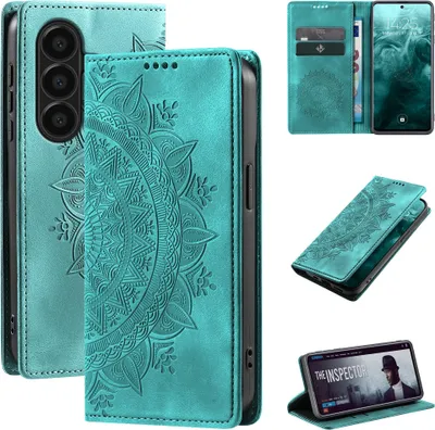 Produktbild von Mandala Handyhülle für Samsung Galaxy A57 5G RFID Schutz Klapphülle Case Cover Design Schutzhülle Farbe: Türkis