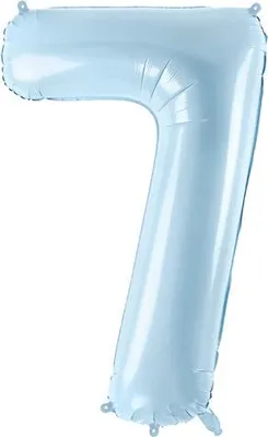 Obrázek produktu pro Fóliový balónek s číslem "7", 72 cm, světle modrý