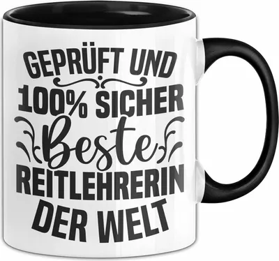 Produktbild von Reitleherin Tasse Geschenk Beste Reitlehrerin Der Welt Geschenkidee Kaffee-Becher (Schwarz)