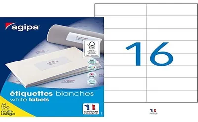Imagen del producto de Etiquetas universales de 37 x 105 mm, con ayuda para el despegue, 1600 unidades