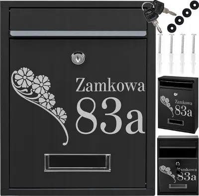 Zdjęcie produktu dla Skrzynka Na Listy Rib Czarny + Wzory Z Napisem