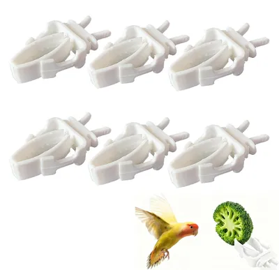 Productafbeelding van Set van 6 kunststof voerclips voor vogels, geschikt voor vogelkooien en voedsel