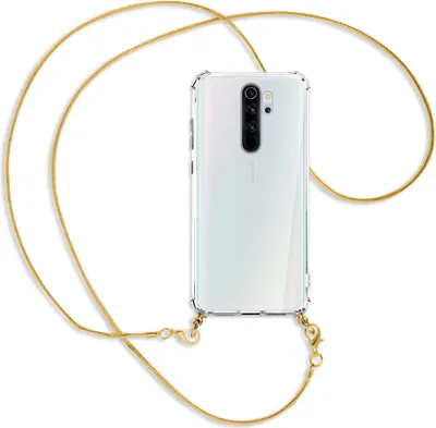 Produktbild von Handykette Backcover-Schutzhülle mit Band (Metall goldfarben) für Xiaomi Redmi Note 8 Pro - goldfarbene Kette Snake