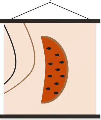 Produktbild von MuchoWow® Textilposter Sommer - Wassermelone - Linien 120x120 cm mit schwarzem Rahmen - Aufhängungsset