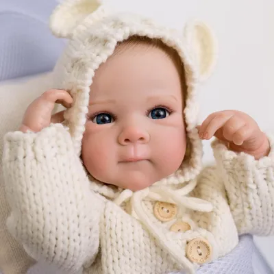 Imagen del producto de Muñeca Reborn realista, hecha a mano, de 49 cm