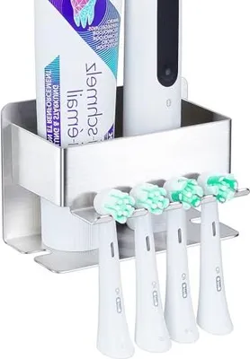 Produktbild von YYBO Zahnbürstenhalter Wand, Elektrische Zahnbürste Halterung Ohne Bohren, Edelstahl Aufsteckbürsten Halter Selbstklebend Zahnpastaspender,