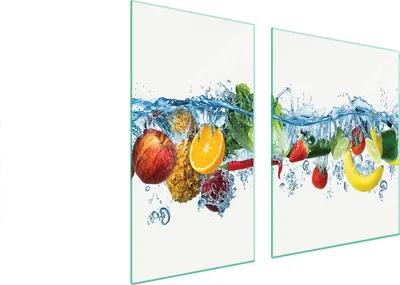 Produktbild von Herdabdeckplatten 2 teilig 90x52 Glaskeramikkochfeld Abdeckung Glas Schneidebrett Obst Gemüse