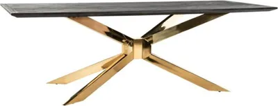 Produktbild von Casa Padrino Luxus Esstisch Schwarzgrau / Gold 240 x 100 x H. 75 cm - Rechteckiger Küchentisch mit Massivholz Tischplatte - Esszimmer Möbel - Küchen Möbel - Luxus Möbel - Luxus Einrichtung