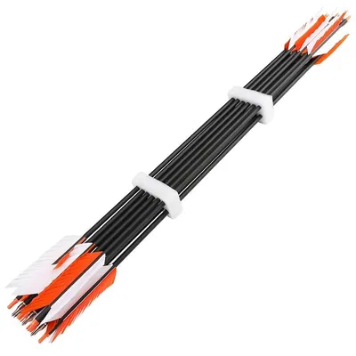 Productafbeelding van Boogpijlen, koolstofschachten, kalkoenveren van 4 inch, 12 stuks, oranje