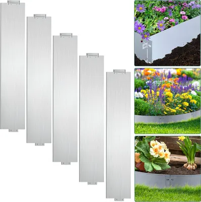Produktbild von Jiubiaz Rasenkante Beeteinfassungen Wegbegrenzung Metall Einfassung Beetumrandung Verzinkt Palisade 100x18cm 10m