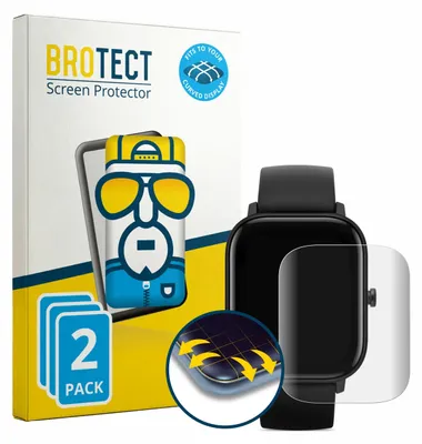 Produktbild von 2x BROTECT Fullscreen Schutzfolie für Huami Amazfit GTS Displayschutz Folie Fullcover Klar Transparent