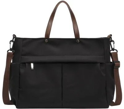 Zdjęcie produktu dla Nylonowa torba damska – duża torba na ramię i crossbody (czarna)