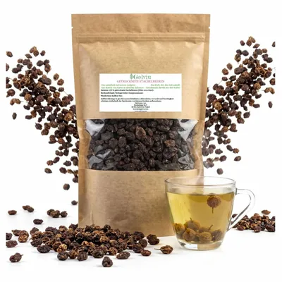 Produktbild von Stachelbeeren getrocknet 1 kg (2 x 500 g) – ganze Früchte, ungeschwefelt, ohne Zuckerzusatz – vegan