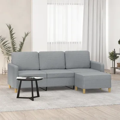 Produktbild von CLORIS 3-Sitzer-Sofa mit Hocker Hellgrau 180 cm Stoff, 34,5 kg