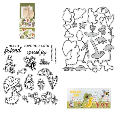 Produktbild von Transparentes Silikon-Stempelset mit Metall-Stanzschablone, wiederverwendbar, kompatibel mit Prägemaschinen, DIY, Karten & Scrapbooking