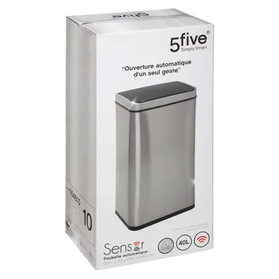 Image de Poubelle automatique 40L, acier inoxydable, argent