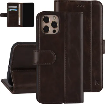Produktbild von UNIQ Accessory iPhone 12 - 12 Pro Dark Brown Book type case - Polyurethanleather