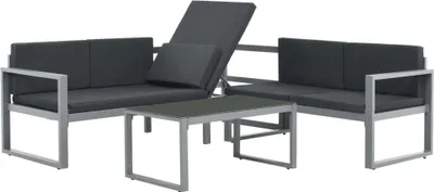 Immagine prodotto di vidaXL Set da giardino 3 pezzi con cuscini Alluminio Nero
