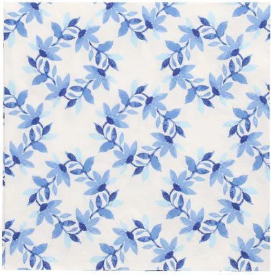 Produktbild von Servietten, 3-lagig 1/4-Falz 33 cm x 33 cm "Blue Wreaths"