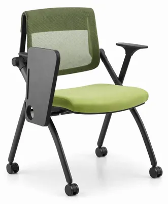 Immagine prodotto di Sedia da conferenza moderna con schienale in rete verde e tavolino pieghevole