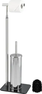 Produktbild von bremermann Stand-WC-Garnitur 2in1, WC-Bürste, Rollenhalter, Edelstahl Glassockel
