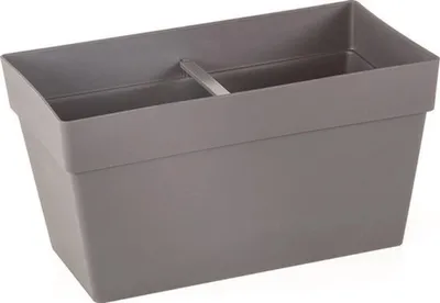 Produktbild von 2er Set elegante antrazitfarbene Drainage-Blumenkästen 30x17 cm rechteckig für Kräuter und Blumen