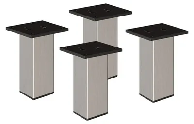 Produktbild von 4er Set sossai Aluminium Möbelfüße 150mm in Edelstahl Optik Schrankfüße Sockelfüße