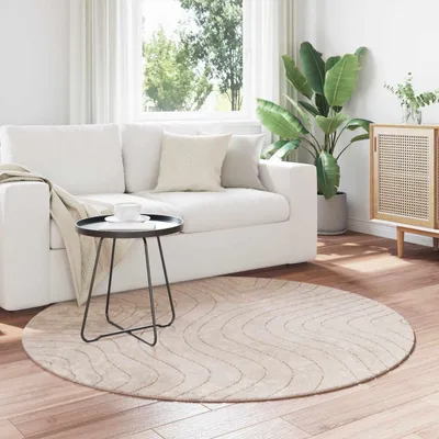 Produktbild von "Schlussverkauf" Bereichsteppiche - Rund PALMERAS Beige Ø 120 CM Polyester - Designerteppiche C283