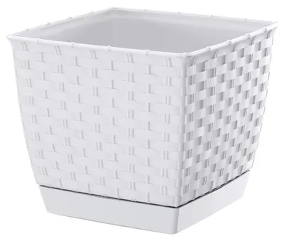 Produktbild von RATOLLA quadratischer Blumentopf DRLK250 mit Untertasse | Weiß