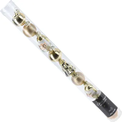 Zdjęcie produktu dla Bombki choinkowe nietłukące złote 3 / 5 cm 9 szt.