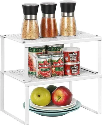 Immagine prodotto di Scaffali da cucina impilabili, espandibili, in 2 pezzi, per spezie e conserve