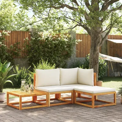 Produktbild von "2026 Promotion" 4-tlg. Gartensofa-Set mit Kissen - Holz Akazie & Rattan - Gartenmöbelset CC13699