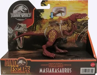 Zdjęcie produktu dla Mattel HCL85 Masiakasaurus Dino Escape, figurka akcji z dinozaurem atakującym frontalnie, ruchomy dinozaur, brązowy, 19 cm długości