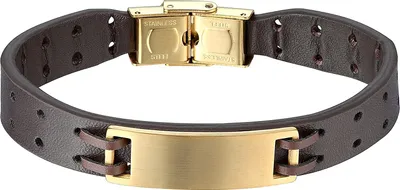 Produktbild von Karisma Männer Lederarmband Edelstahl Platte Ideal zum Eingravieren Länge 21cm - Roségold
