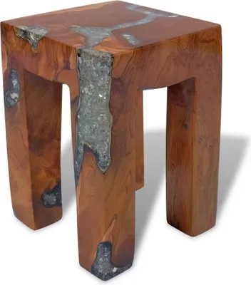 Image de vidaXL Tabouret en bois massif teck et résine - Tabouret - Chaise - Chaises - Table d'appoint