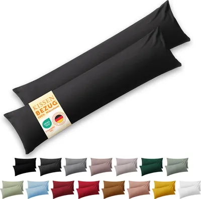Produktbild von Blumtal Seitenschläferkissen Bezug 45 x 185 cm 2er Set -  Mikrofaser Bezug Seitenschläferkissen 185 x 45 - Anthrazit