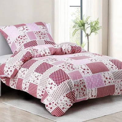 Zdjęcie produktu dla Komplet pościeli Famanu, 135 x 200 cm, 100% bawełna, oddychająca, z zamkiem i poszewką na poduszkę 80 x 80 cm, wzór kwiatowy