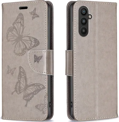 Produktbild von Mobigear Butterfly  Samsung Galaxy A24 Hülle Klapphülle Geldbörse - Grau
