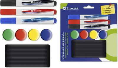 Produktbild von Set 3 Whiteboard-Marker+4 Magnete+Radierer bismark 329311