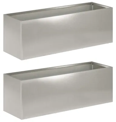 Zdjęcie produktu dla vidaXL Donice ogrodowe, 2 sztuki, srebrne, 60 x 20 x 20 cm, stal nierdzewna