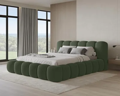 Produktbild von Chilly Möbel Design Polsterbett Stone Grün Bouclé Stoff 180x200 cm mit Stauraum Quelle 37