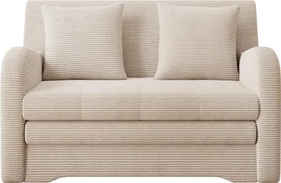 Produktbild von Krudox ARO 2-Sitzer Schlafsofa ausziehbar 130×85×103 cm mit Bettkasten, Stauraum und Kissen, Stoff Jarell 18