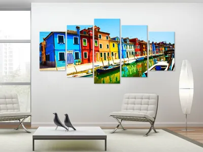 Produktbild von Akustikbild Architektur 200x100 cm Bilder Akustikschaum Hochleistungsschallabsorber Schallschutz Leinwand 5 tlg Wandbild Raumakustik Schalldämmung 030202-9
